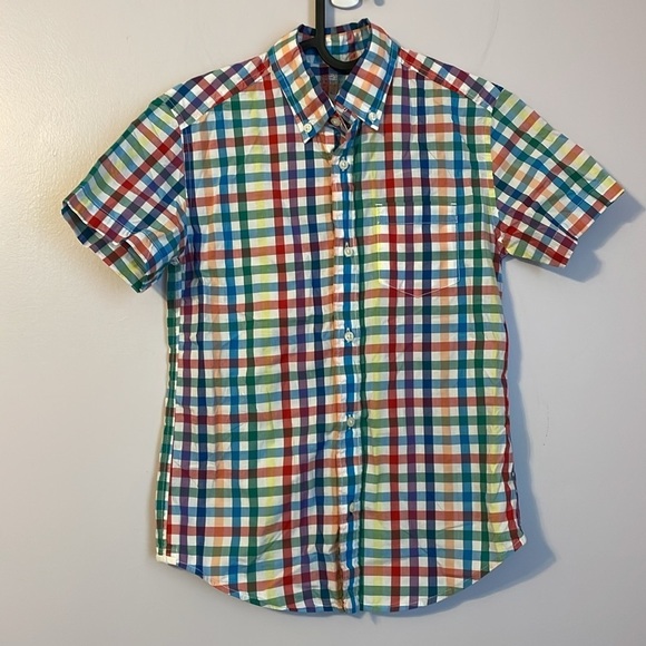 Crewcuts J. Crew Lightweight Shirt Button Down Rainbow Check size 10 - Picture 1 of 15